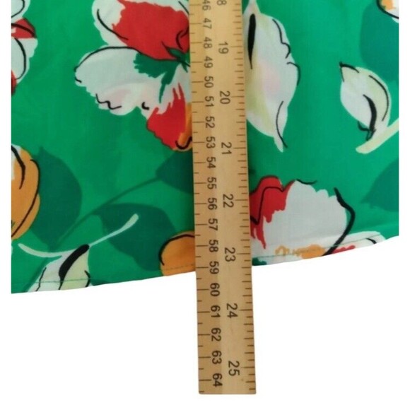 Rose Olive Blouse Womens Green Floral Long Bell Sleeve Scoop Neck Boho Top SZ L - Picture 8 of 9